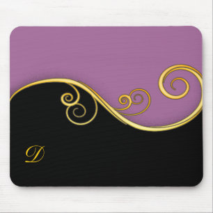 Mousepad Rodovalho preto púrpura com inicial