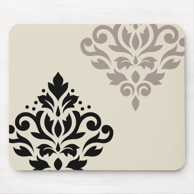 Mousepad Rolar Damask Art I Black Taupe Cream (Frente)