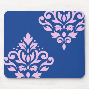 Mousepad Rolar Damask Art I Rosa em Azul