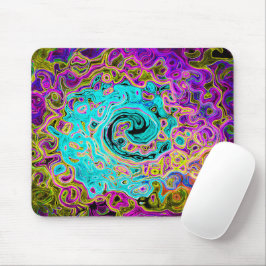 Mousepad Rolha de Abstrato com Retro Líquido Azul-Aqua Azul