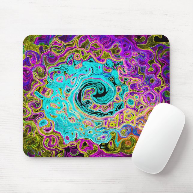 Mousepad Rolha de Abstrato com Retro Líquido Azul-Aqua Azul (Com mouse)
