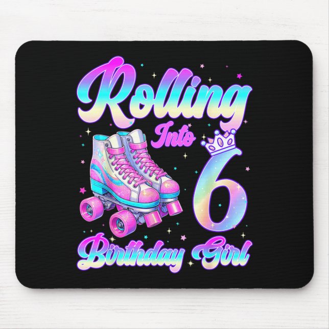Mousepad Rolling Into 6 Year Old Roller Skating 6th Birthda (Frente)