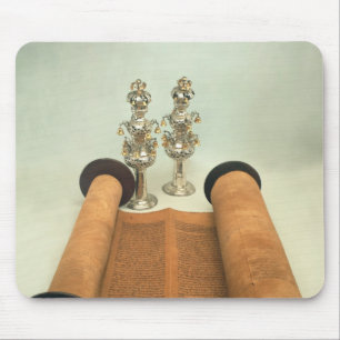 Mousepad Rolo de Torah com os finials de prata da coroa