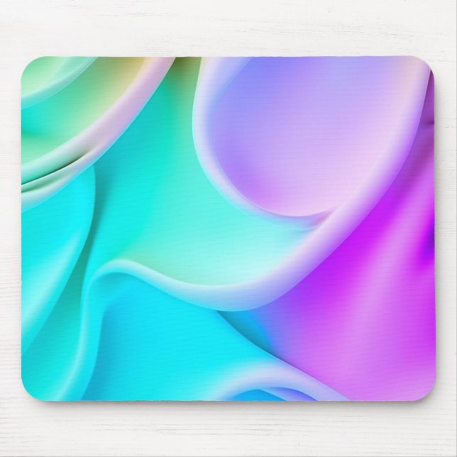 Mousepad Rolos de cetim sedoso azul, turquesa e roxo (Frente)