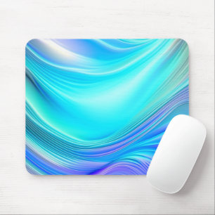 Mousepad Rolos de seda azul e verde turquesa abstrata arte