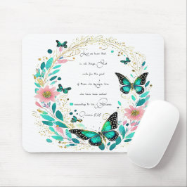 Mousepad Romanos 8:28 Flores e borboletas