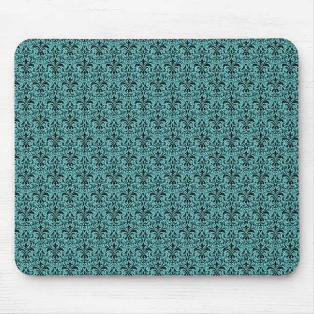 Mousepad Romântico Damask Mousepad, Teal (Frente)