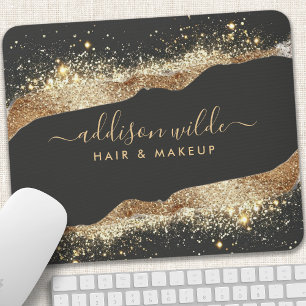 Mousepad Rompante Letra Negócios Brilho Preto E Dourado