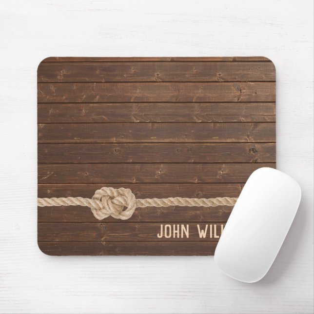 Mousepad Rope Knot on Oak Wood (Com mouse)