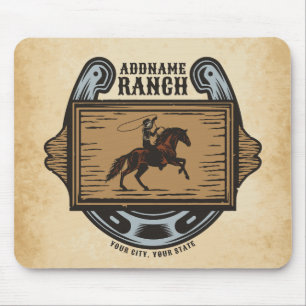 Mousepad Roping Cowboy ADD NAME Western Family Horse Rankin