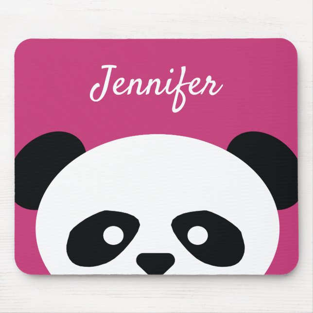 Mousepad Rosa adorável da cara do urso de panda de Kawaii (Frente)
