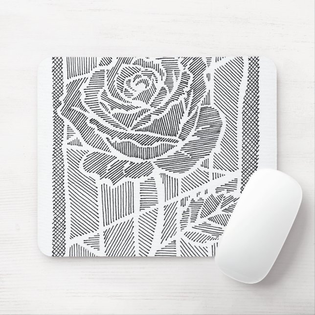Mousepad Rosa Arte Geométrica em Linha Tapete de Mouse Botâ (Com mouse)