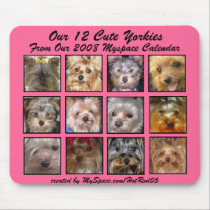 Mousepad ROSA BONITO do CALENDÁRIO de YORKIES 2008 (em um