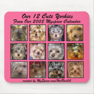 Mousepad ROSA BONITO do CALENDÁRIO de YORKIES 2008 (em um