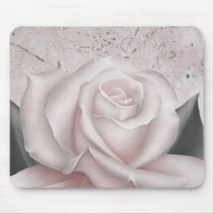 Mousepad Rosa Branco Bege Glam Moderno Mármore Shabby Chic