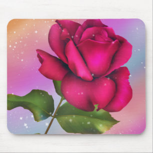 Mousepad Rosa Brilho Rosa Arco-íris Pastel Floral