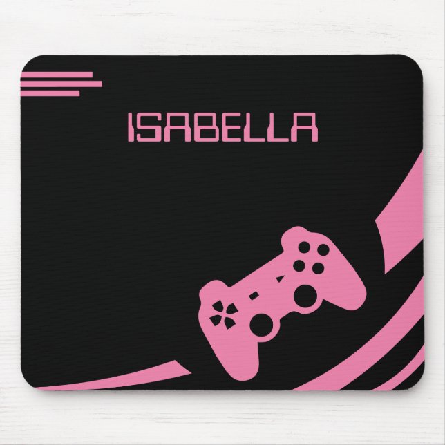 Mousepad Rosa claro de jogadores Nome personalizado de jogo (Frente)