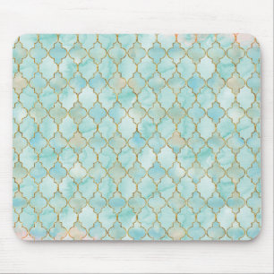 Mousepad Rosa claro e padrão Aqua Maroccan