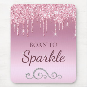 Mousepad Rosa Claro Glamour Gotejando Brilho Nascido para B
