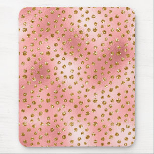 Mousepad Rosa Claro Ombre & Dourado Glam Glitter Pontos Pol