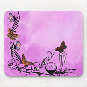 Mousepad Rosa com borboletas