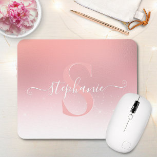 Mousepad Rosa cor-de-rosa Brilhante Brilhante Monograma