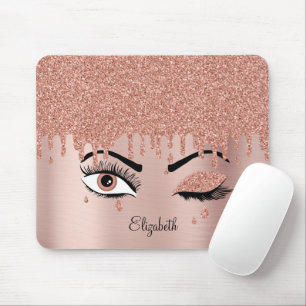 Mousepad Rosa cor-de-rosa Dourado Eyelashes Diminuindo bril