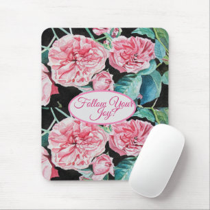 Mousepad Rosa cor-de-rosa floral Siga seu padrão de alegri