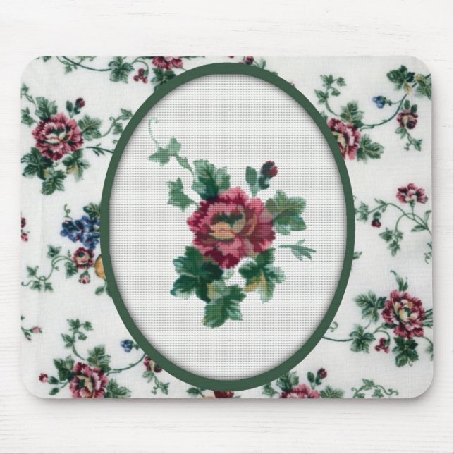 Mousepad rosa Cross Stitch (Frente)