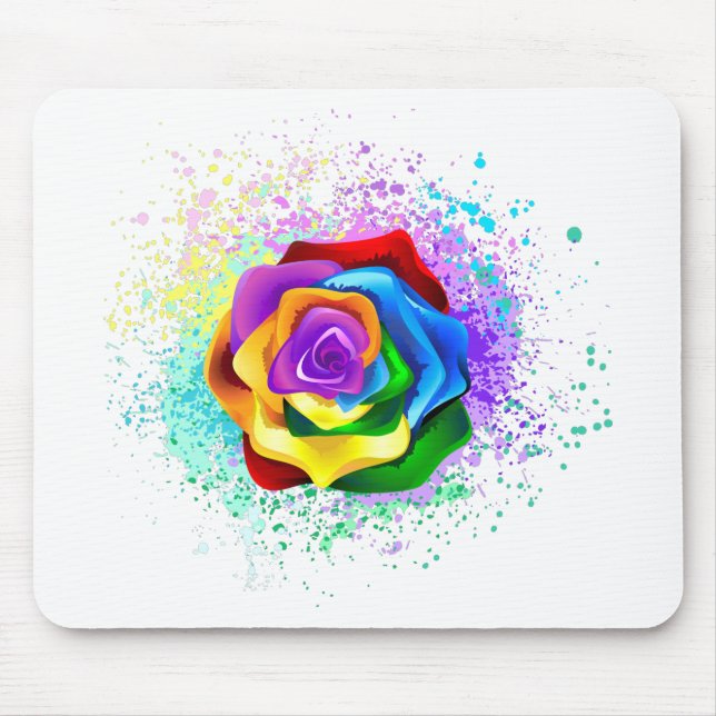 Mousepad Rosa de arco-íris colorido (Frente)