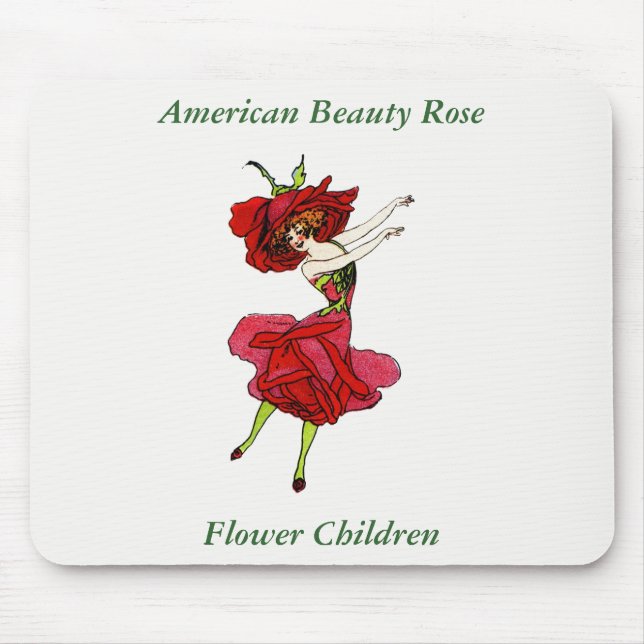 Mousepad Rosa de Beleza Americana, Arte do Livro de Flores  (Frente)