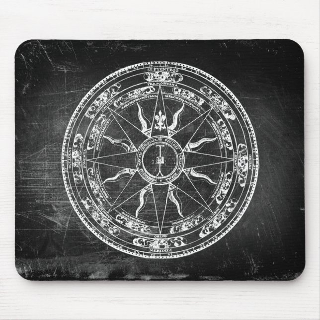 Mousepad Rosa de Compass Antigo (B&W) (Frente)