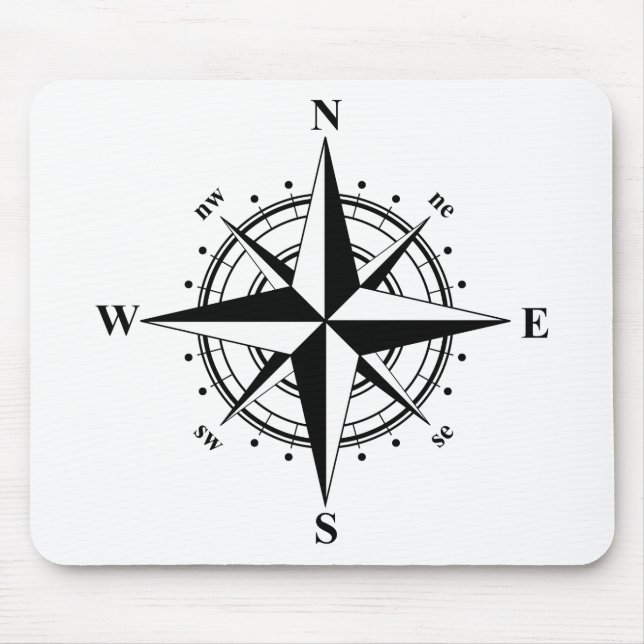 Mousepad Rosa de Compass - preto e branco (Frente)