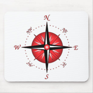 Mousepad Rosa de compasso vermelho