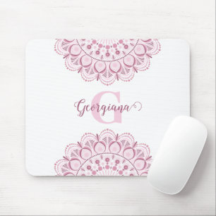 Mousepad Rosa de Confetti Personalizado Dot de Lace Mandala