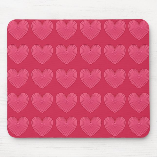 Mousepad Rosa de corações vermelhos num fundo vermelho mais (Frente)