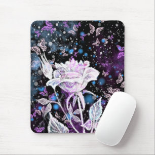 Mousepad Rosa de inverno e Borboletas - Lindo