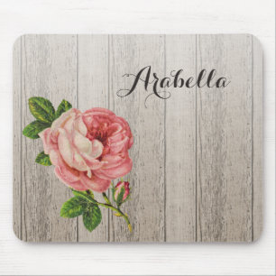 Mousepad Rosa de madeira resistido rústico do rosa do