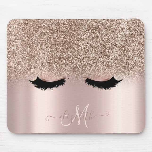 Mousepad Rosa de mama brilhante Lashes Adoráveis (Frente)