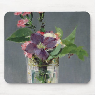 Mousepad Rosa de Manet e Clematis em um vaso de cristal,