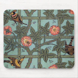 Mousepad Rosa de subida e Pássaro pequeno, William Morris