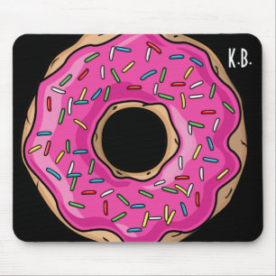 Mousepad Rosa delicioso suculento rosquinha polvilhada