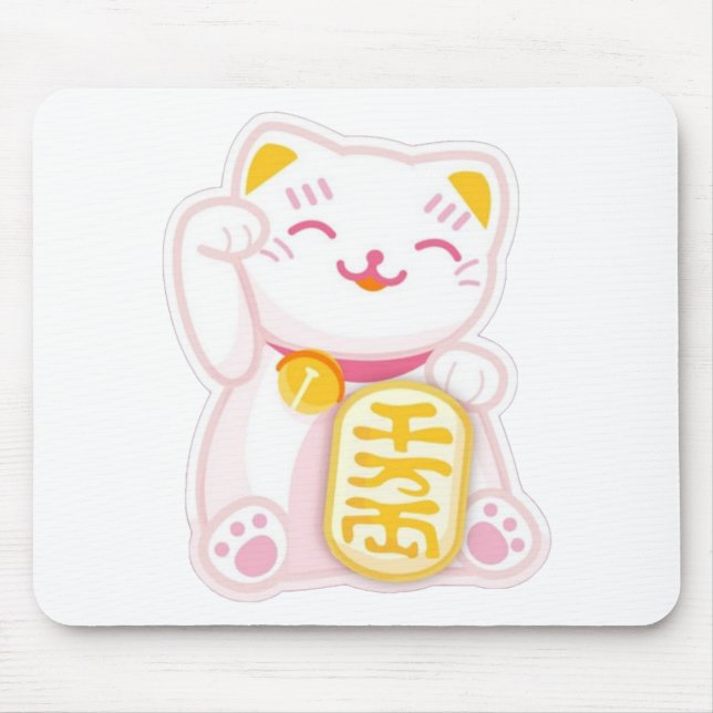 Mousepad rosa do neko do maneki (Frente)