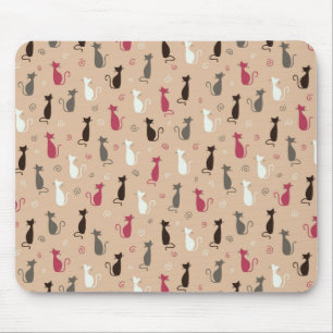Mousepad rosa do teste padrão dos gatos