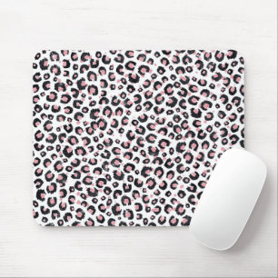 Mousepad Rosa Dourada Elegante com Estampa de Leopardo Pret