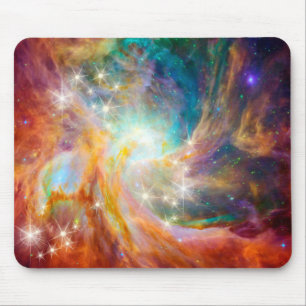 Mousepad Rosa Dourado azul da lavanda da nebulosa do espaç