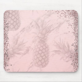 Mousepad Rosa Dourado Brilhante Abacaxi Chic Tropical