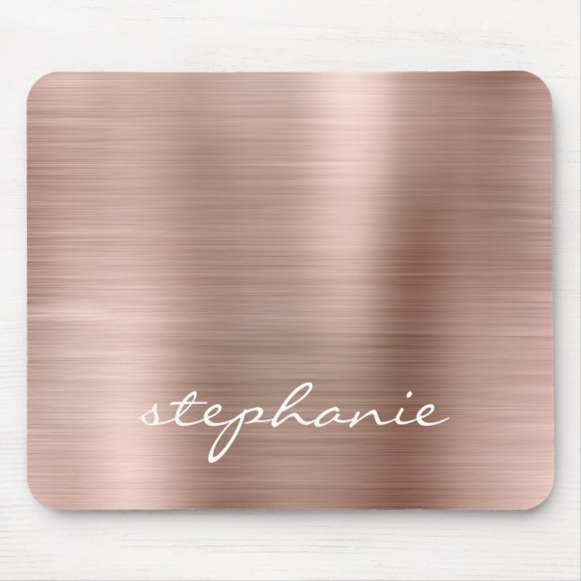 Mousepad Rosa Dourado Falso Metal Personalizado Brilhante (Frente)