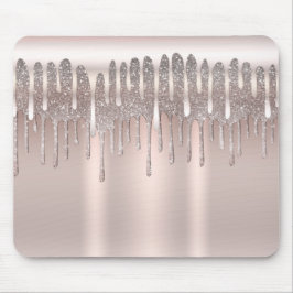 Mousepad Rosa Dourado Gelo Diamante Brilho Faísca Gotejamen