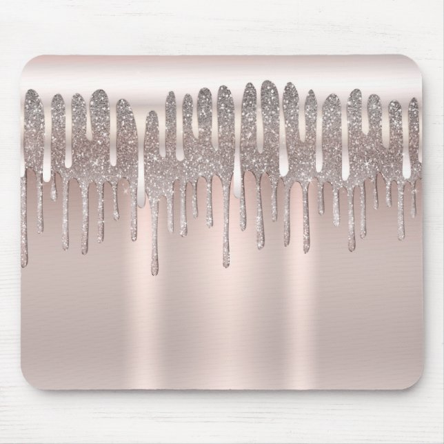 Mousepad Rosa Dourado Gelo Diamante Brilho Faísca Gotejamen (Frente)